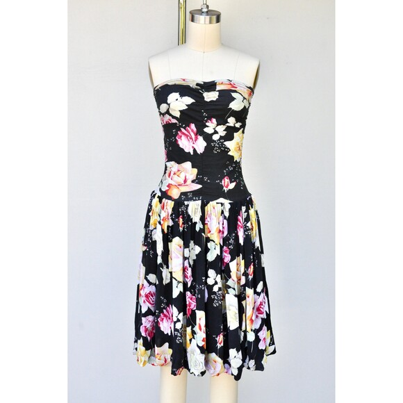 Italian Designer Floral Dress Novelty Print Fit & Flare Dress Roses Print XS - Picture 8 of 10